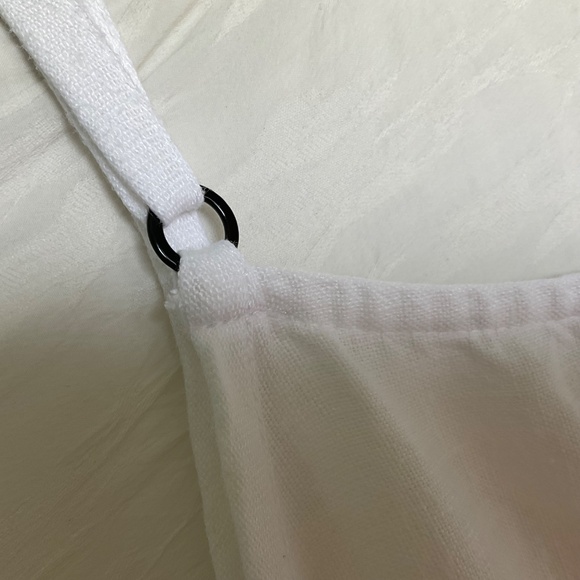 Voluminous Linen Maxi Dress White/Grey Colour Block Sundress Made in EU Size XL - Picture 9 of 16